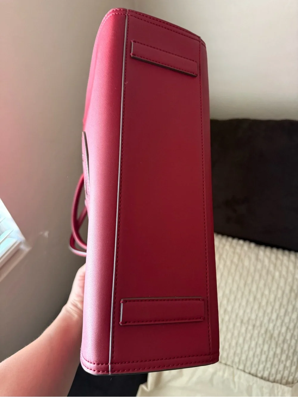 Tory Burch Deep Berry Leather Tote with Logo Medallion